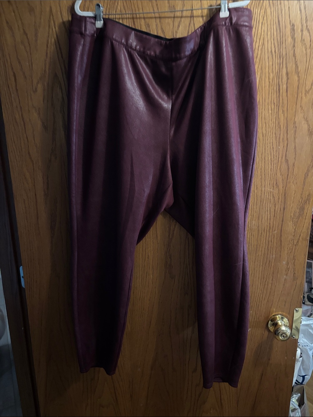 Lane Bryant Faux Leather Leggings in Deep Burgundy